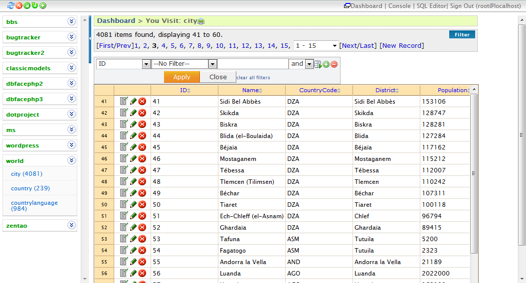 MySQL Database Navigation and Pagination