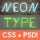 Neon CSS Type Styles (+PSD)